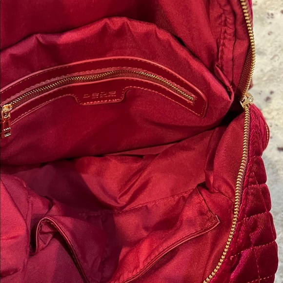 Bebe Red Quilted Velvet Backpack - Picture 8 of 13